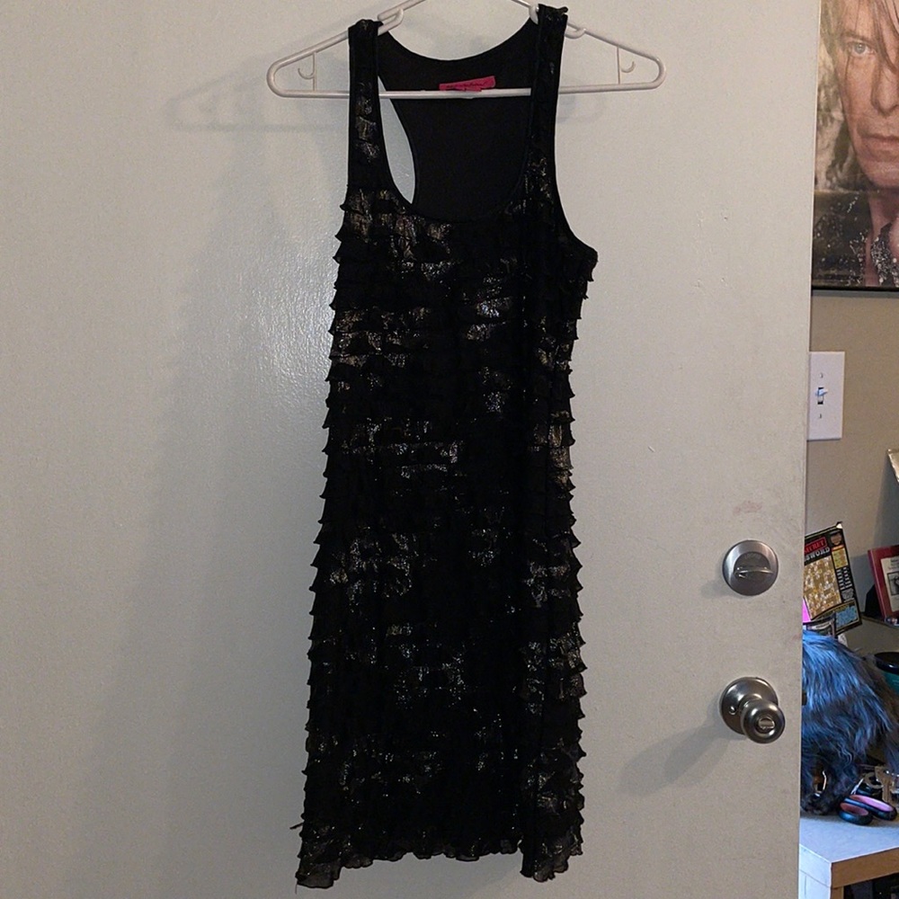 Betsey Johnson Ruffle Metallic Dress